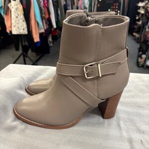Next Taupe Heeled Boots with Buckle